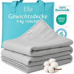Ella Gewichtsdecke 150x200 9kg Schwere Decke, Therapiedecke Erwachsene Grau 150x200 | 9kg Angebot bei HelloDeals