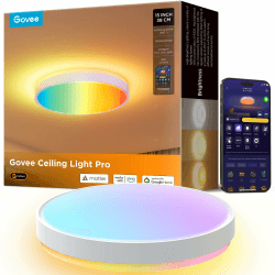 Govee Deckenlampe RGBIC 48,5W, Smart Led Deckenleuchte 4300lm Kompatibel mit Matter, Alexa & Google Assistant, Deckenlampe Led Ø38cm Lamp Dimmbar mit Hintergrundbeleuchtung für Wohnzimmer Schlafzimmer Rund Runde Angebot bei HelloDeals