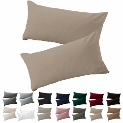Soifox Kissenbezug 40 x 80 2er Set - Kopfkissenbezug 40x80 Sandy Beige 100% Mikrofaser bügelfrei & knitterfrei mit Reißverschluss 40 x 80 cm, 2 Stück Sandy Beige Angebot bei HelloDeals