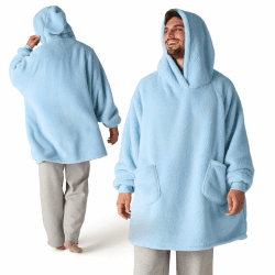 BEDSURE Hoodie Decke mit Ärmeln Hellblau - 107x90cm XL Kurz 10 Hellblau Angebot bei HelloDeals