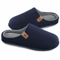 VeraCosy Männer Pantoffeln Cord Gedächtnisschaum Innen Hausschuhe 40/41 EU Marine Blau Angebot bei HelloDeals