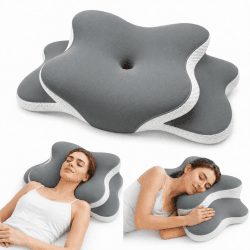 Ergonomisches Kopfkissen - Kissen für Seiten, Rücken & Bauchschläfer, Seitenschläferkissen Nackenkissen mit Kühlung Abnehmbare Kissenhülle Grau Kissen Angebot bei HelloDeals