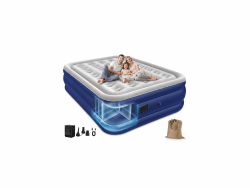 Spopal Luftmatratze Selbstaufblasend, [200×152×40cm] Luftbett 2 Personen Blau und Weiß Angebot bei HelloDeals