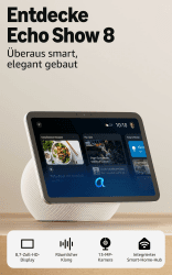 Amazon Echo Show 8 (neueste Generation), brillantes 8,7-Zoll-Display in HD-Auflösung mit raumfüllendem und 3D-Audio, Weiß, mit Alexa+ Early Access 8 Zoll Weiß Angebot bei HelloDeals