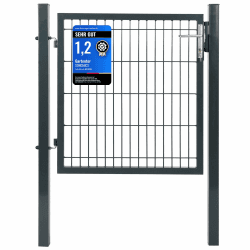 SONGMICS Gartentor, verzinkter Stahl, abschließbar, 106 x 150 cm (B x H) 90 x 106 cm Grau Angebot bei HelloDeals