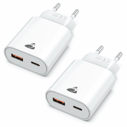 USB C Ladegerät, 2er Pack 20W Schnellladegerät mit 2-Fach USB Stecker (USB-C & USB-A), Handy Ladegerät mit PD 3.0 Power Adapter USB Netzteil für iPhone Samsung, Fast TypC Charger Mehrfach Ladestecker 2-Pack Weiß Angebot bei HelloDeals