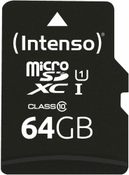 Intenso Premium microSDXC 64GB Class 10 UHS-I Speicherkarte inkl. SD-Adapter (bis zu 90 MB/s), schwarz Angebot bei HelloDeals
