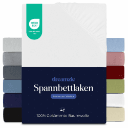 Dreamzie - Spannbettlaken - 140x200cm - 100% Gekämmte Baumwolle - Jersey 140 x 200 cm Weiß Angebot bei HelloDeals