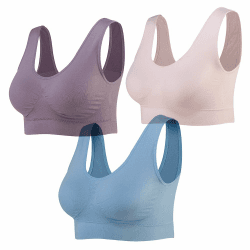 Lemef Damen Seamless Sport BH mit Merfarben Wohlfühl-BH 3XL 1*hellrosa, 1*hellblau,1*hell Lila Angebot bei HelloDeals