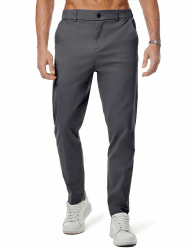 JMIERR Chino Hose Herren Baumwolle Business Männer mit Taschen 5XL Dunkelgrau Angebot bei HelloDeals