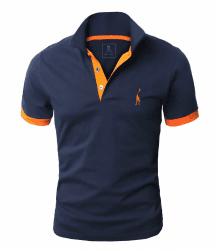 GLESTORE Herren Kurzarm Poloshirt Baumwolle Giraffen Stickerei XS-5XL L S1-marine Angebot bei HelloDeals