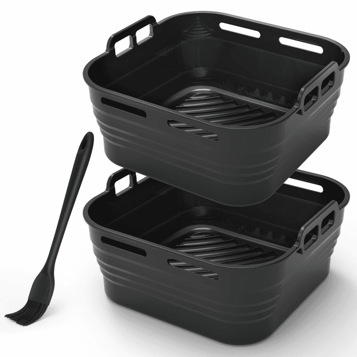 Alyvisun Silikonform für Heißluftfritteuse mit Öl Pinsel 21CM 2 Stück 2pcs-schwarz Angebot bei HelloDeals