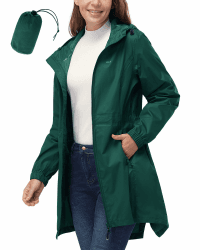 33,000ft Damen Dünne Wasserdichte Faltbar Regenmantel Regenjacke mit Kapuze, Leicht Atmungsaktive Travel Regenponcho, Lange Windbreaker Jacke für Frauen M Dunkelgrün Angebot bei HelloDeals