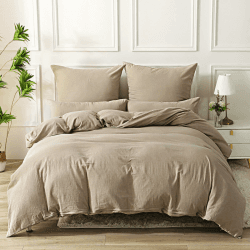 SOULFUL Musselin Bettwäsche 135x200 Baumwolle, ÖKO-TEX, Kaffeebeige Helles Kaffeebraun 2tlg. 135*200cm | 1x 80*80cm Angebot bei HelloDeals