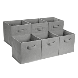 Amazon Basics zusammenklappbarer Aufbewahrungswürfel/Organizer aus Stoff mit Griffen, Einfarbig Grau, 6 er-Pack, 33 cm x 33 cm x 33 cm Grau 33 cm x 33 cm x 33 cm Angebot bei HelloDeals
