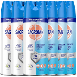 Sagrotan Hygiene-Spray (Aerosol) Desinfektionsspray (für Textilien und Oberflächen im Haushalt, Sprühflasche im praktischen Vorteilspack) 6 x 400 ml 400 ml (6er Pack) Angebot bei HelloDeals