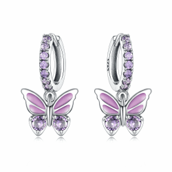 Ohrringe Silber 925 Hängend Zirkonia Ohrringe Earrings Ohrhänger Silber 925 Baumelnde Ohrringe Silber Ohrringe Damen 925 Hängeohrringe für Damen Geschenk für Frauen Freundin Mama Lila Schmetterling Angebot bei HelloDeals