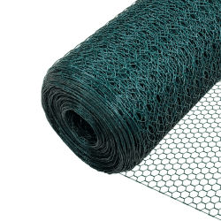 VOUNOT® Maschendrahtzaun Sechseckgeflecht, Drahtzaun Hasendraht Kaninchendraht Hühnerdraht, Maschenweite 25 mm, Höhe 100 cm, Länge 50 m, PVC-Beschichtet Grün Pvc-beschichtet Grün MW: 25mm, 1 x 50M (HxL) Angebot bei HelloDeals