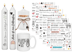 Sugeru 6 PCS Kerzentattoo (200+ Muster),Wassertransferdruck |wasserschiebefolie kerzen | Kerzenfolie | kerzenaufkleber sticker | Kerzen dekorieren |Sprüche & Bilder Relax zum Verschenken (einfach) Entspannen