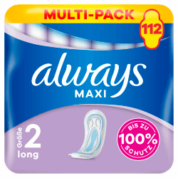 Always Maxi Profresh Größe 2 Long 112 Damenbinden (8X14 Stück Stück), Bis zu 100 Prozent Schutz, schließt Gerüche ein, einzeln verpackt