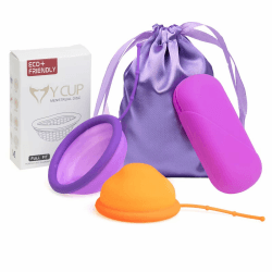 Hbaid Menstruationsscheibe, Menstruationstasse aus 100% medizinischem Silikon Set mit Zwei Größen und Aufbewahrungstasche Alternative zu Soft Tampons & OB