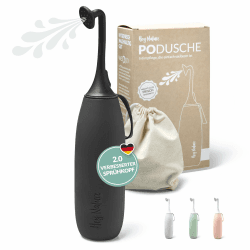 Hey Nature Po Dusche schwarz, mobiles Bidet für eine sanfte, hygienische Reinigung des Intimbereichs. Podusche für Hilfe im Wochenbett, bei Hämorrhoiden & als Alternative zu feuchtem Toilettenpapier