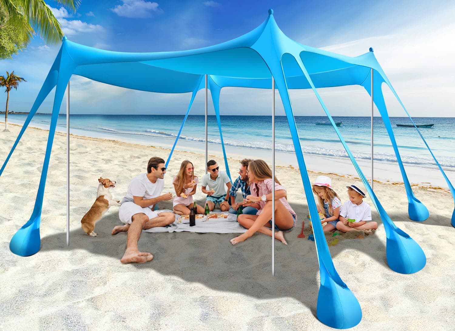 🏖️ Rhino Valley Strandmuschel 10x10 FT Himmelblau - Sonnenschutz UV 50+