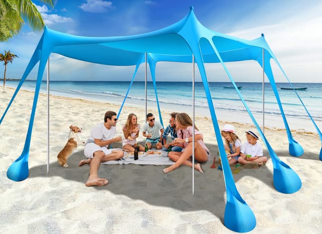 🏖️ Rhino Valley Strandmuschel 10x10 FT Himmelblau - Sonnenschutz UV 50+