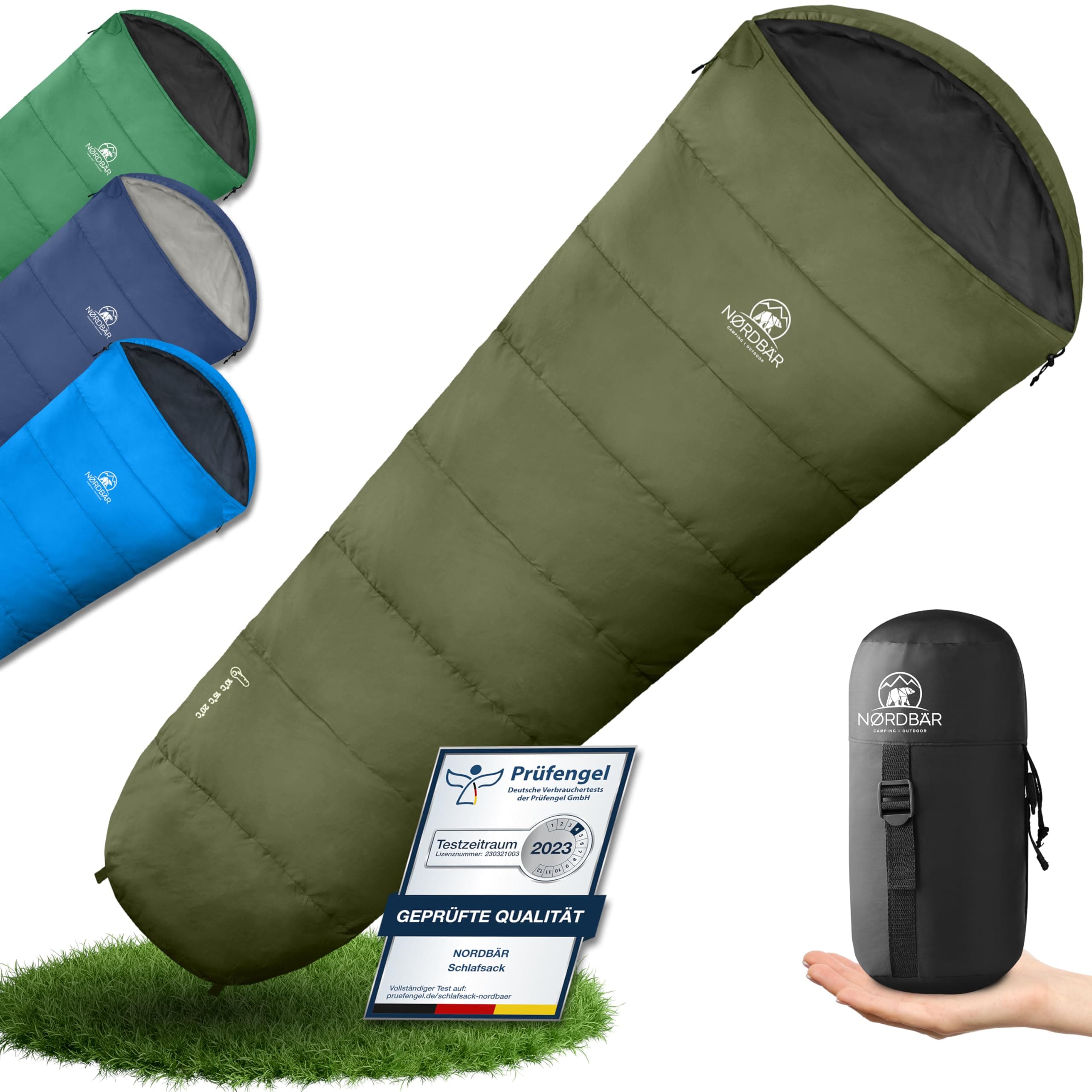 NORDBÄR® Schlafsack 3 Jahreszeiten & Sommer Ultraleicht ⛺️