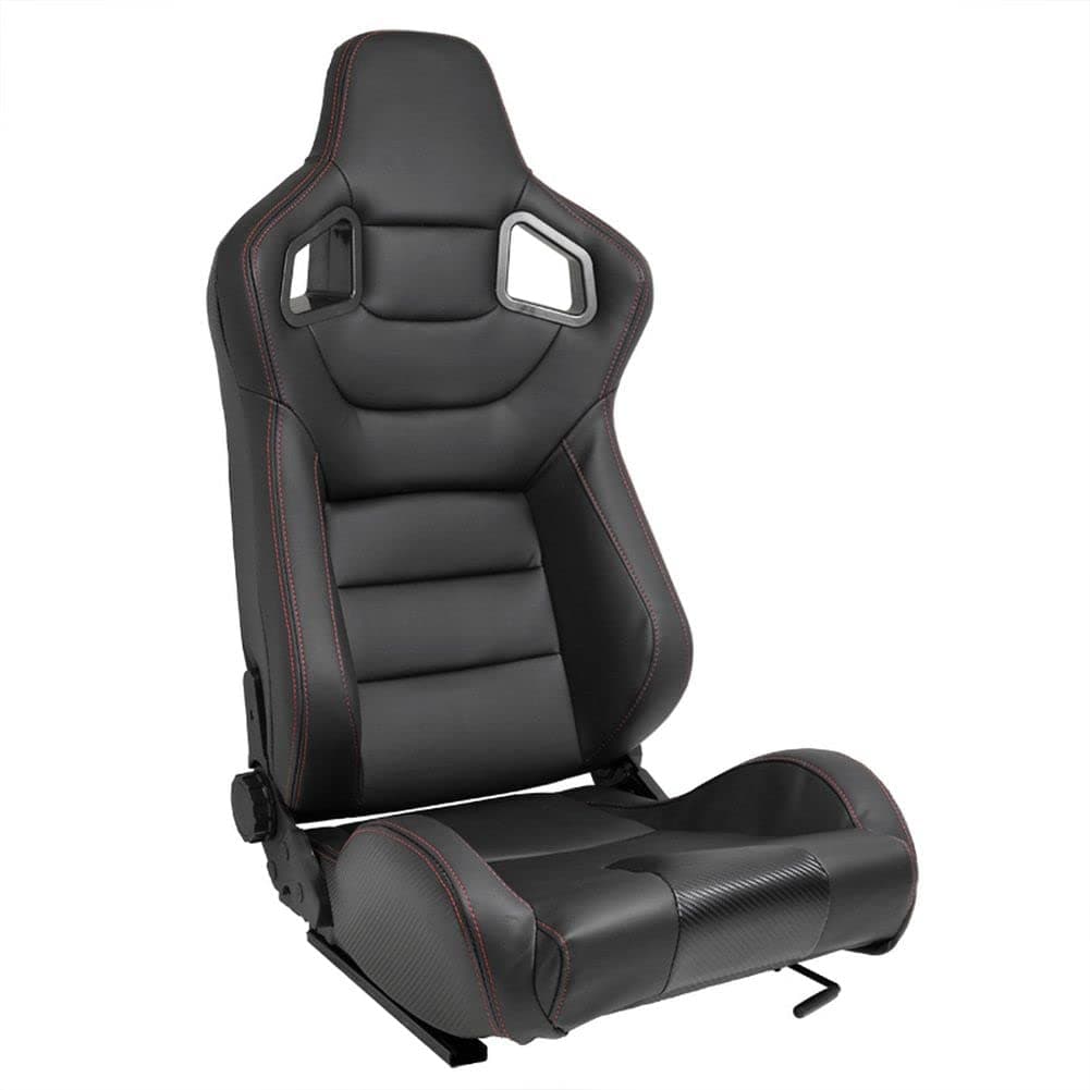 🏎️ Rüste dein Auto auf - AUTO-STYLE Sportsitze 'RK' in Schwarz Kunstleder + Rote Naten