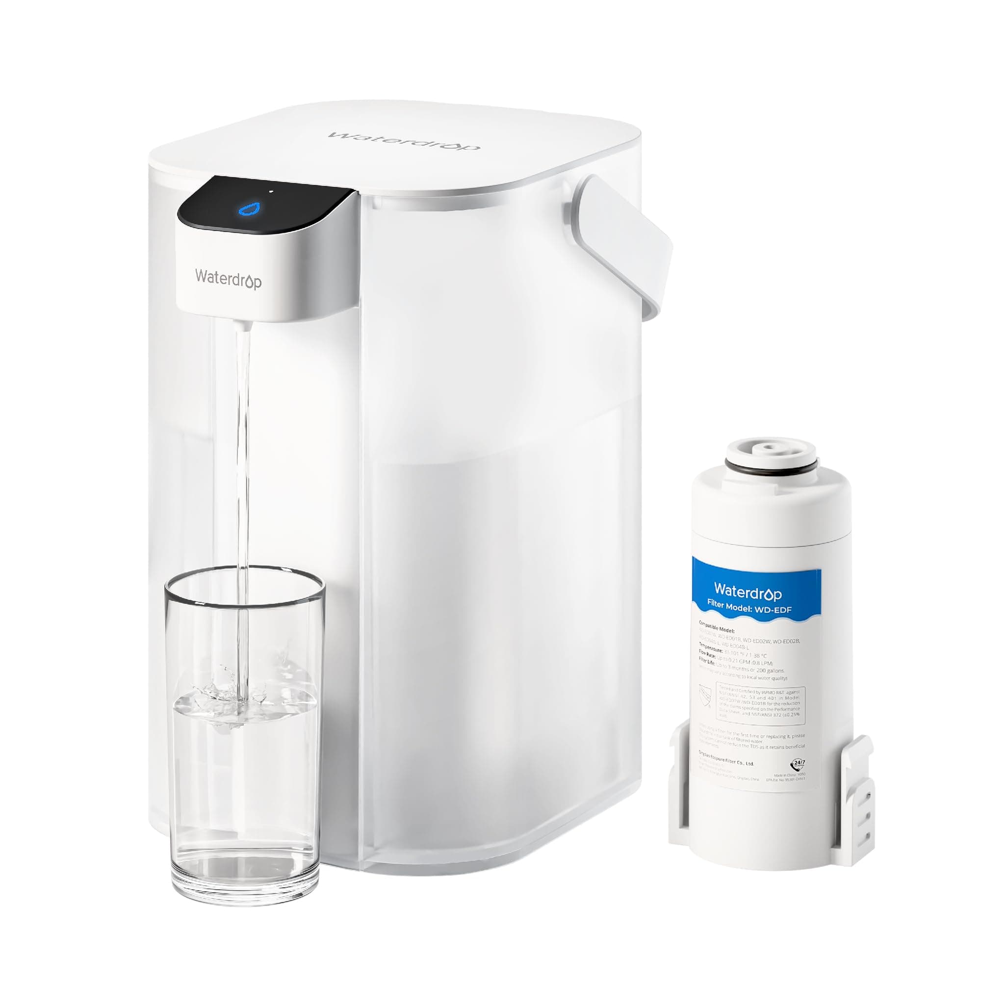 Waterdrop Sofortiger Elektrischer Wasserfilter Krug, 3.5L - Reduziert Chlor, Blei, Quecksilber