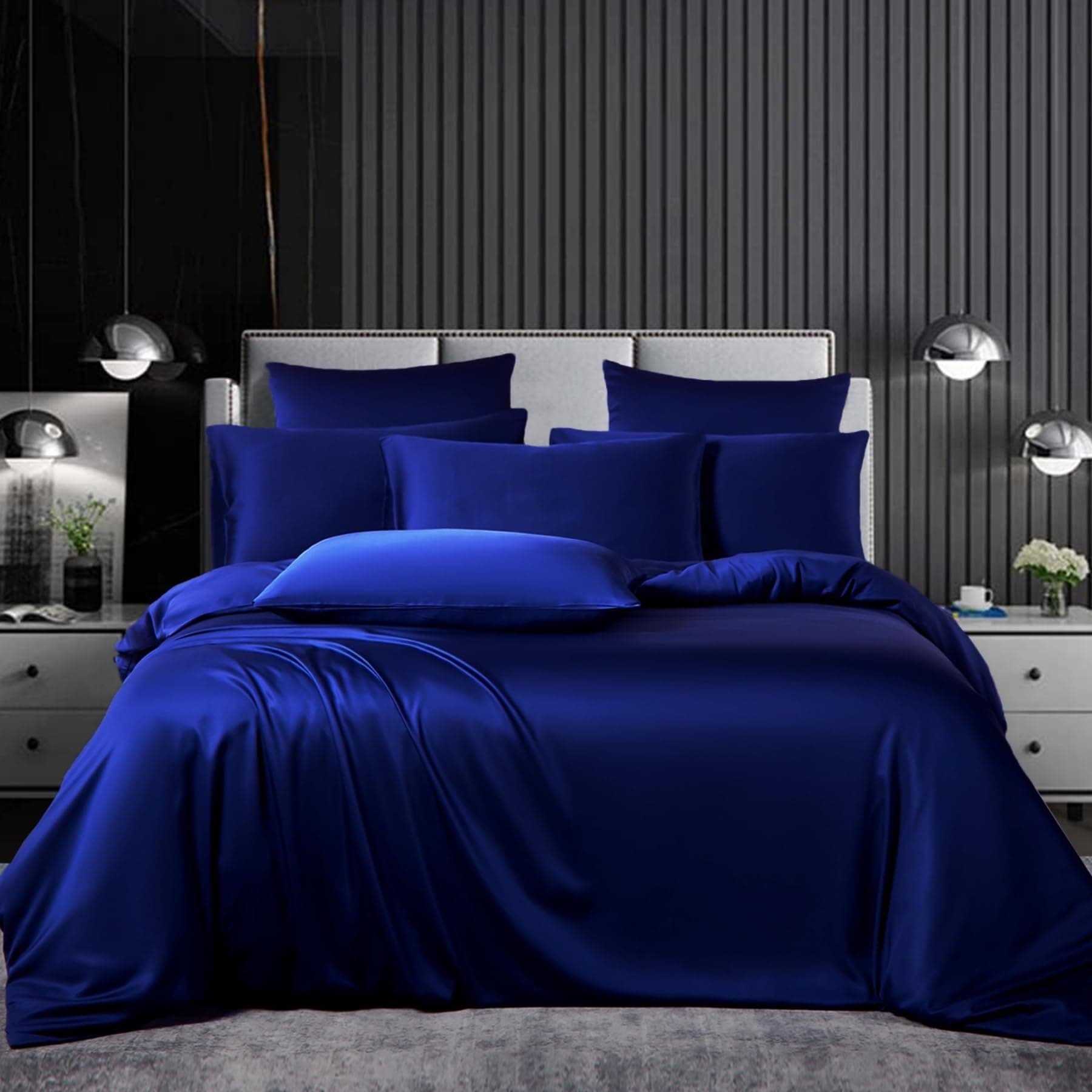 Luxuriöses Satin-Bettwäsche Set in Marineblau 🌟