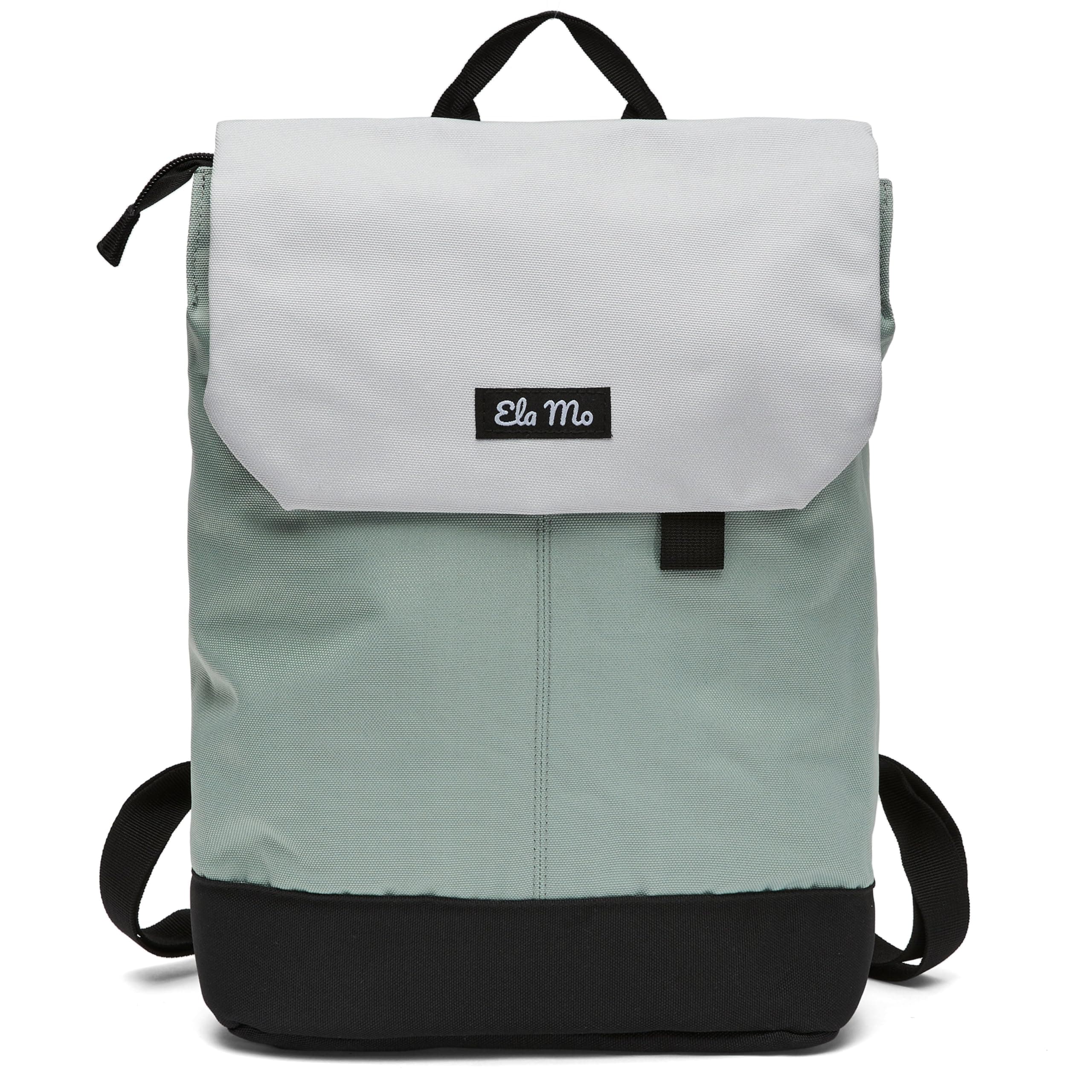 Ela Mo Rucksack Damen - Daypack schön u. durchdacht - Laptop Rucksäcke für Frauen - Anti Diebstahl Tasche für Schule, Uni, Business (Mintgrey) ⭐🎒