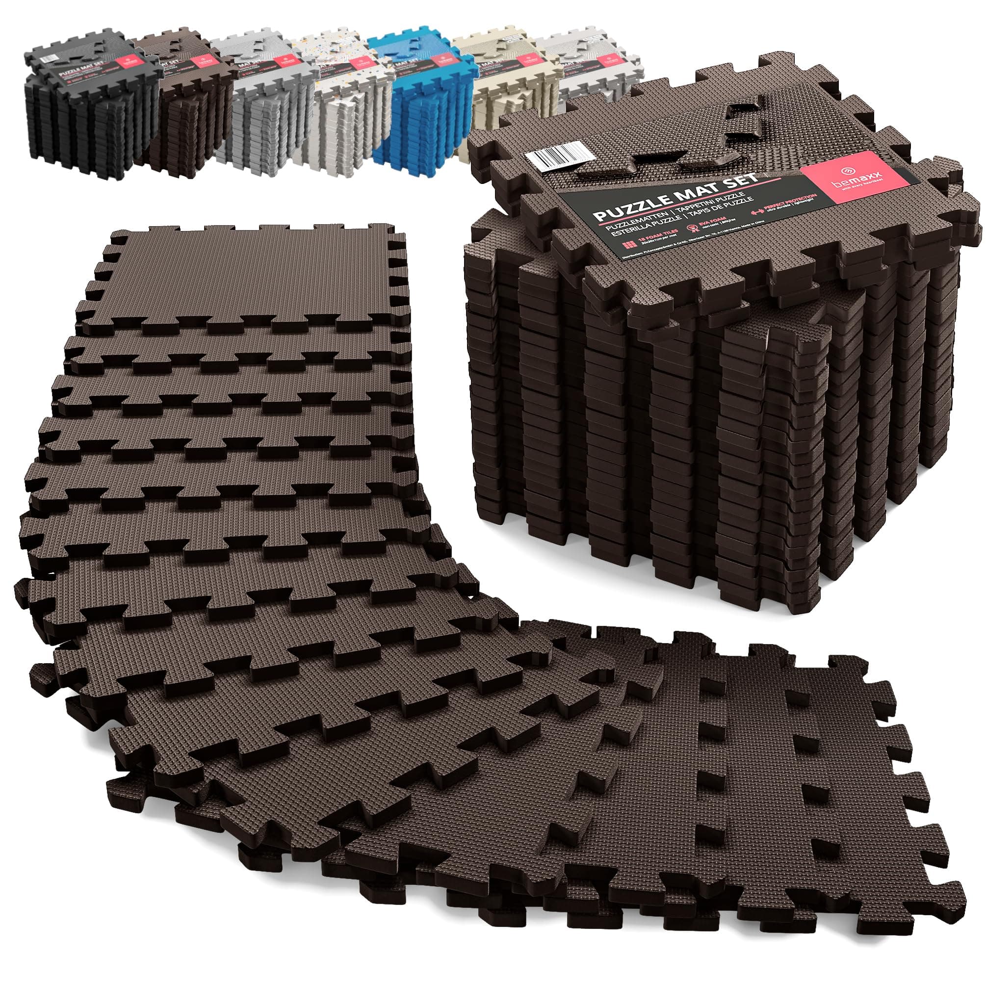 Schutzmatten Bodenschutzmatte Set Sportmatte Gymnastikmatte Puzzlematte: Puzzle Sportgeräte Matte Fitnessmatte Turnmatte Unterlegmatte Bodenmatte Sport Mat Trainingsmatte Gummimatte Yogamatte Fitness Brown