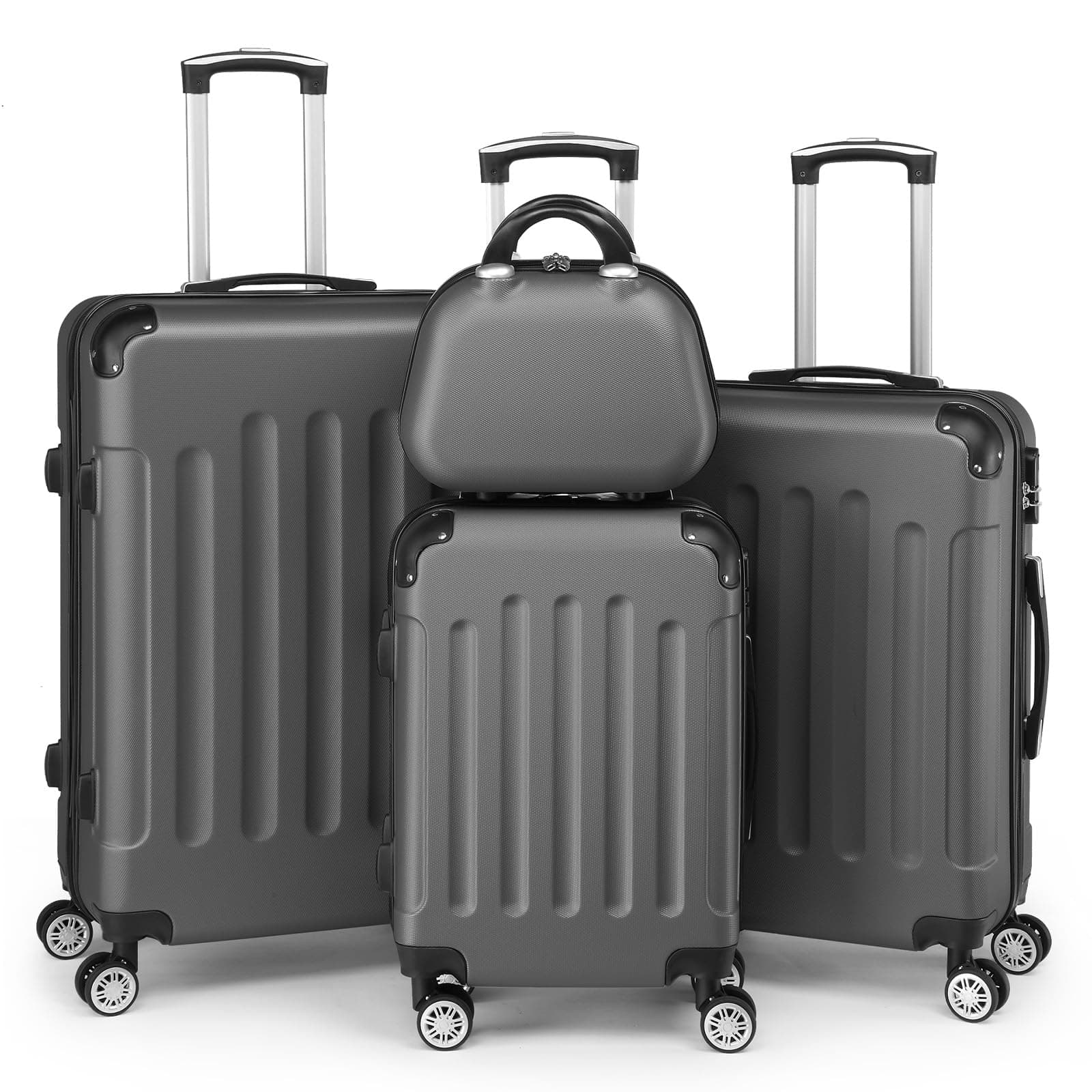 🧳🌟 LEADZM Kofferset 4-teilig: Reisekoffer Set mit Kosmetikkoffer und Eckenschutz