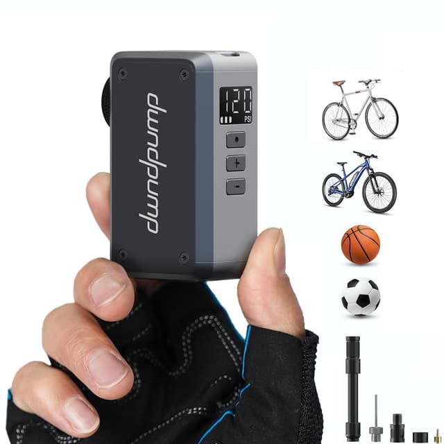 🚴♂️🔋 dwndpump Mini Fahrradpumpe mit Manometer | Elektrische Luftpumpe 120 PSI