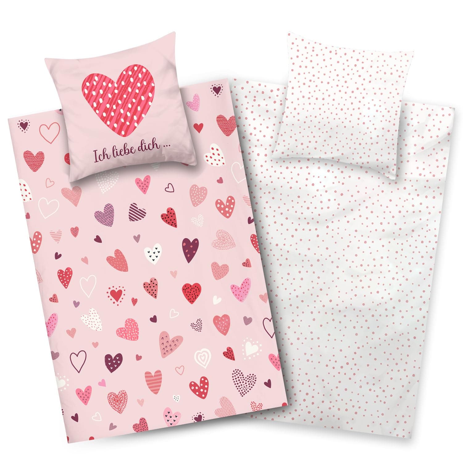 Aminata Kids Bettwäsche 135x200 Mädchen Lieblingsmensch Baumwolle Wende-Kinder-Bettwäsche-Set