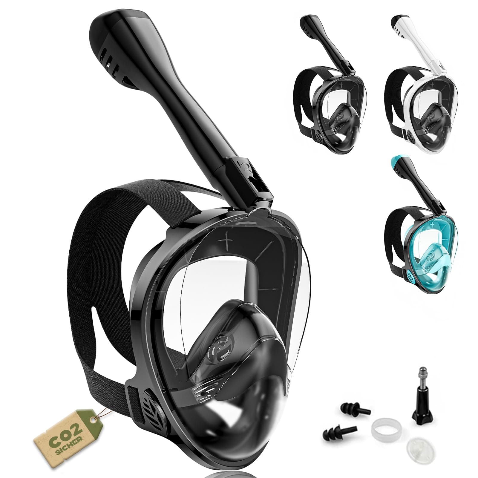 Schnorchelmaske Erwachsene Vollgesichtsmaske 🌊📸 - CO₂ sicher & Beschlagfrei