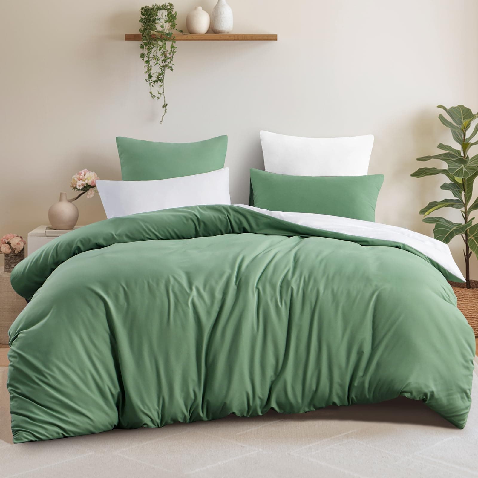 Aisbo Bettwäsche 220x240 3teilig Grün - Wendebettwäsche 220x240cm 3tlg 🛏️
