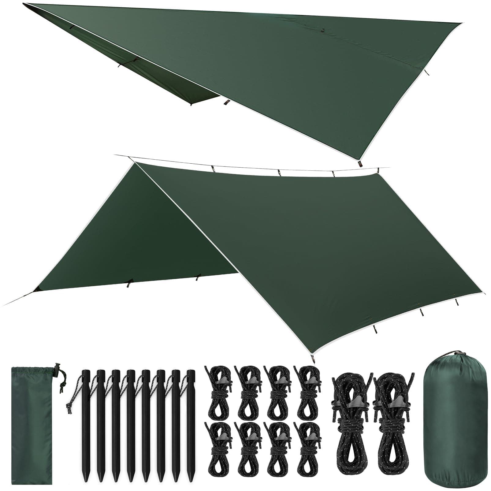 VOSOIR Tarp 3x3/3x5M Wasserdicht, Ultraleicht Camping Zeltplane 🌲🏕️