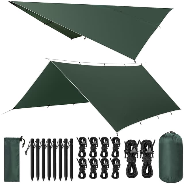 VOSOIR Tarp 3x3/3x5M Wasserdicht, Ultraleicht Camping Zeltplane 🌲🏕️