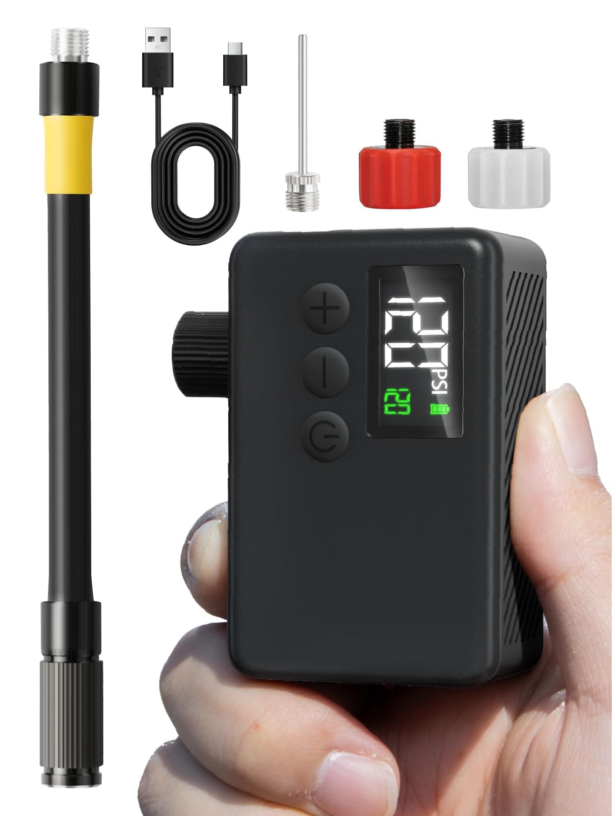 🚴‍♂️🔋 GPUTEK Elektrische Fahrradpumpe - 120 PSI kabellos mit LED-Licht