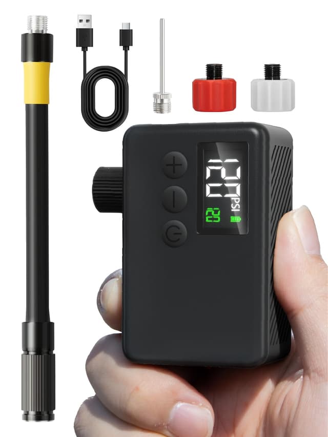 🚴♂️🔋 GPUTEK Elektrische Fahrradpumpe - 120 PSI kabellos mit LED-Licht