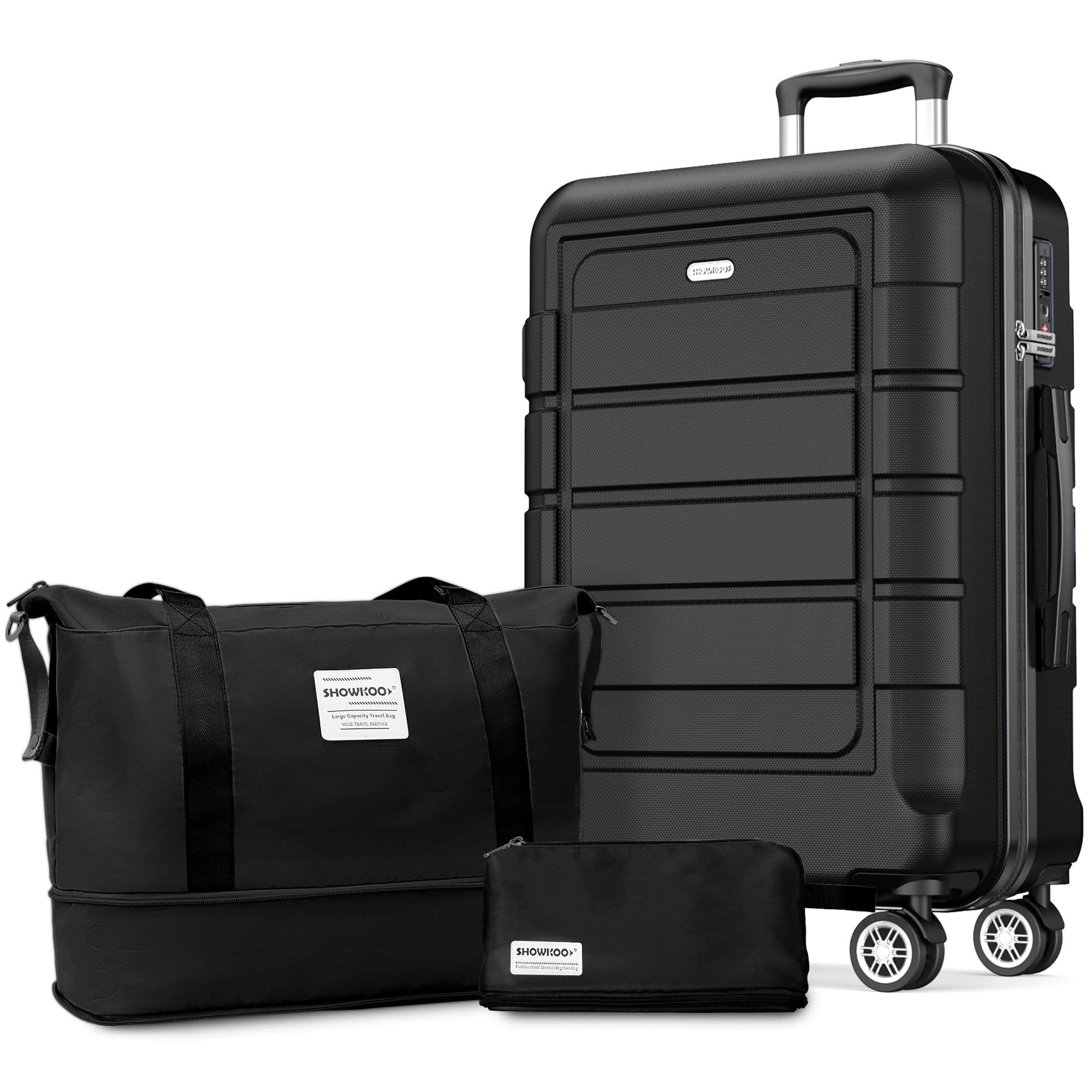 đź§ł SHOWKOO Koffer GroĂź Hartschale Leicht ABS+PC Erweiterbar Reisekoffer Set XL-Schwarz