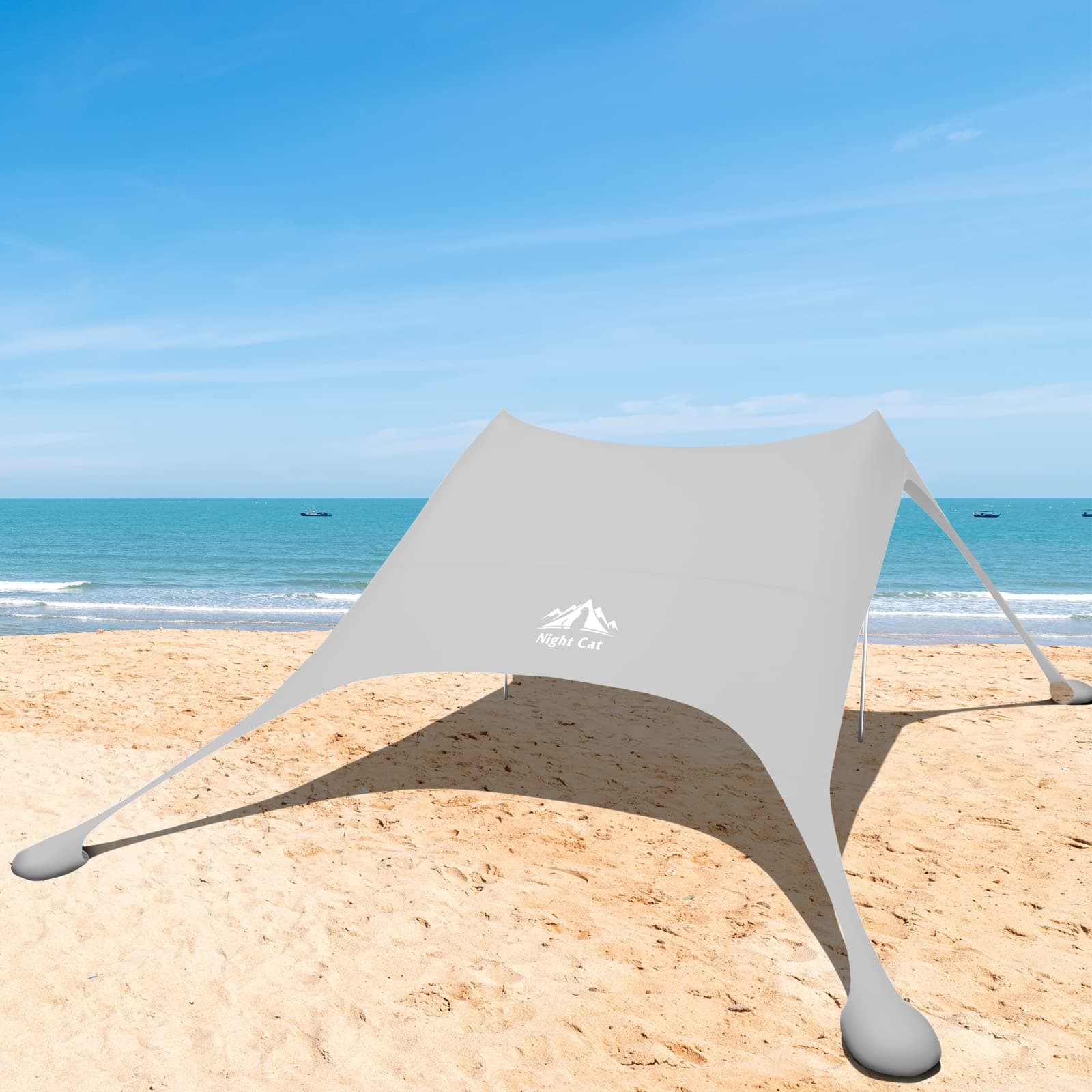 🏖️ Night Cat Strandzelt Lycra Schatten Zelt Strandmuschel Sonnensegel Sun Shelter UV-Schutz UPF 50+ Grau Pro