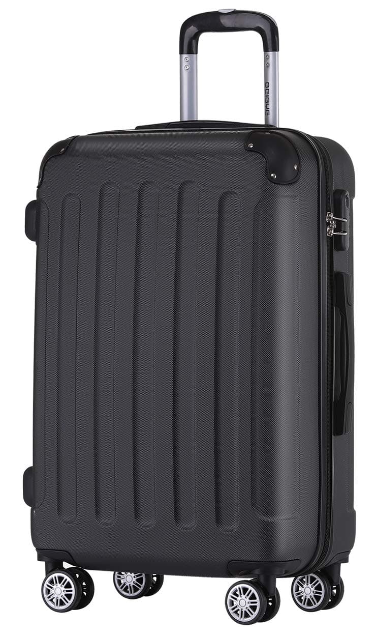 🧳 BEIBYE Hartschalen-Koffer Trolley Rollkoffer Reisekoffer Handgepäck 4 Rollen (M-L-XL-Set) (Schwarz, L) Schwarz L 🛄