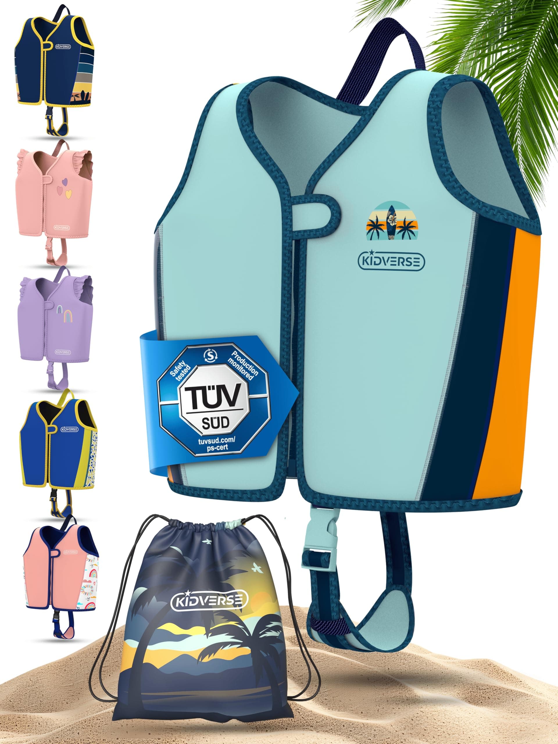 KIDVERSE Schwimmweste Kinder 2-6 Jahre - Türkis L 🏊♂️👶