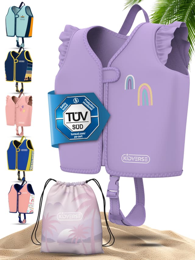 🌊 KIDVERSE Schwimmweste Kinder 2-6 Jahre - TÜV geprüfte Kinder Schwimmweste - Violett L 🏊♂️