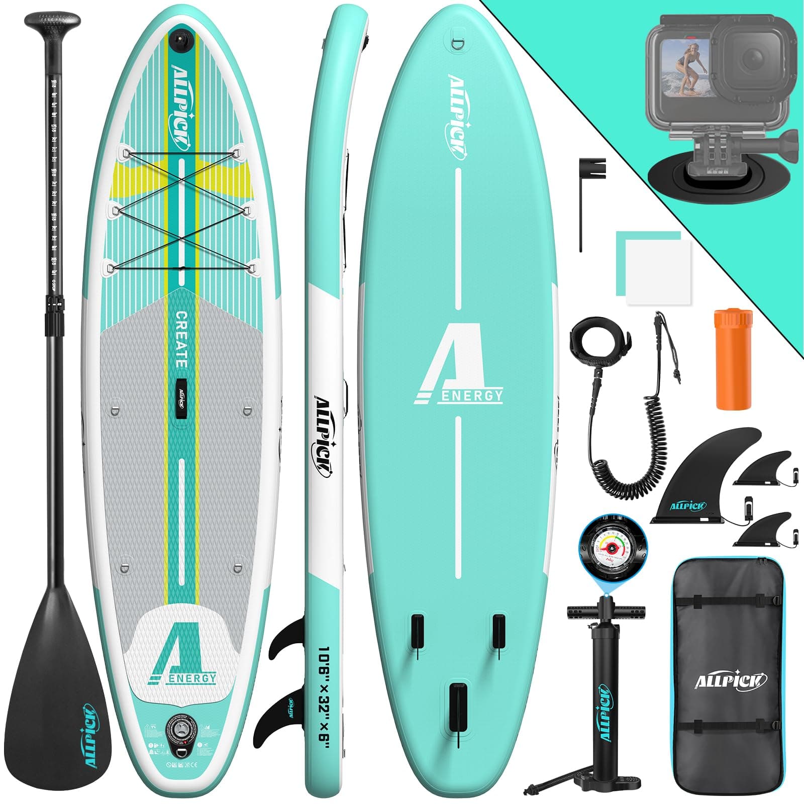 ALLPICK Premium SUP Board Set, Stand Up Paddling Board Aufblasbar 🏄‍♂️🌊
