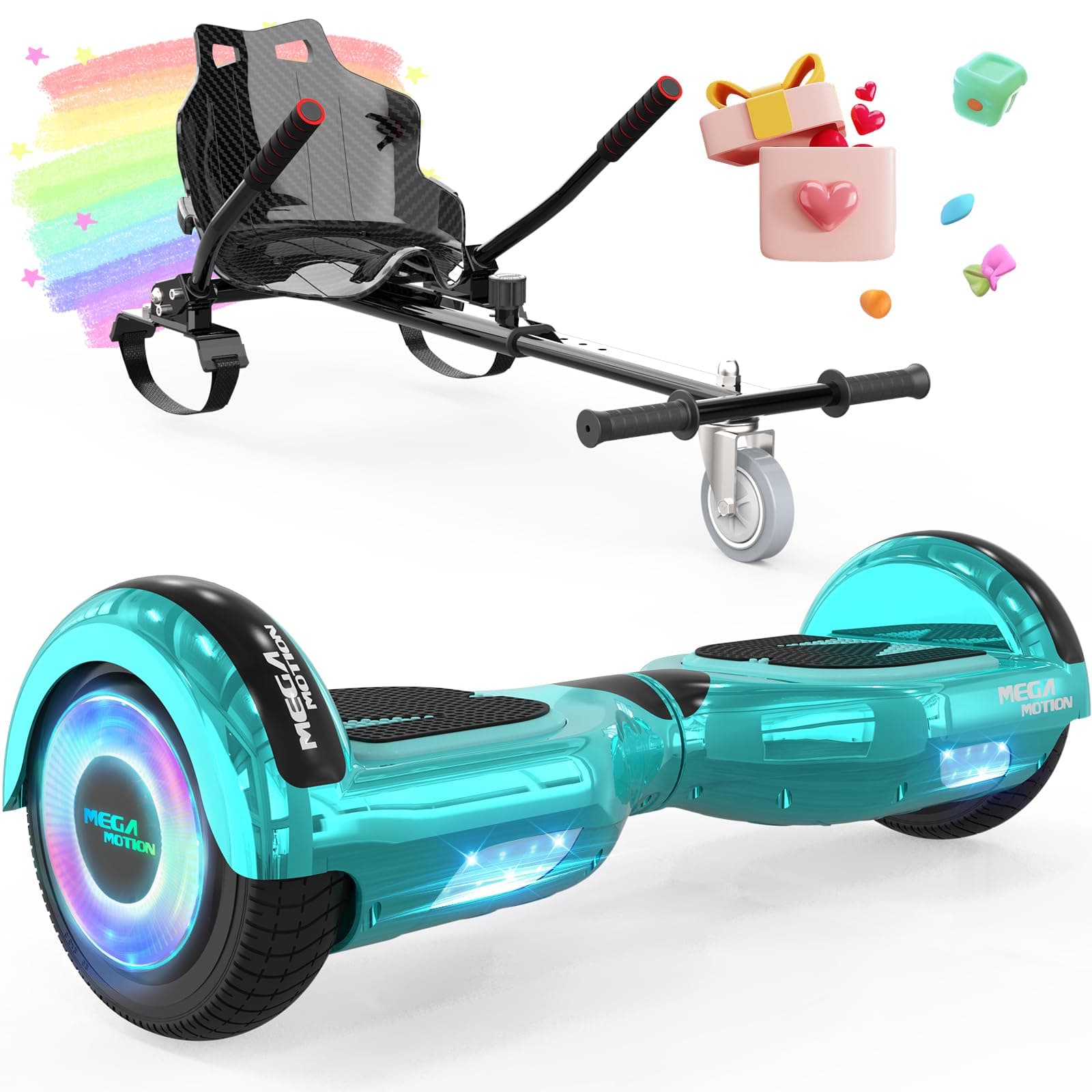 MEGA MOTION Hoverboards 6,5 Zoll mit Hoverkart für Kinder und Jugendliche 🌟🎉